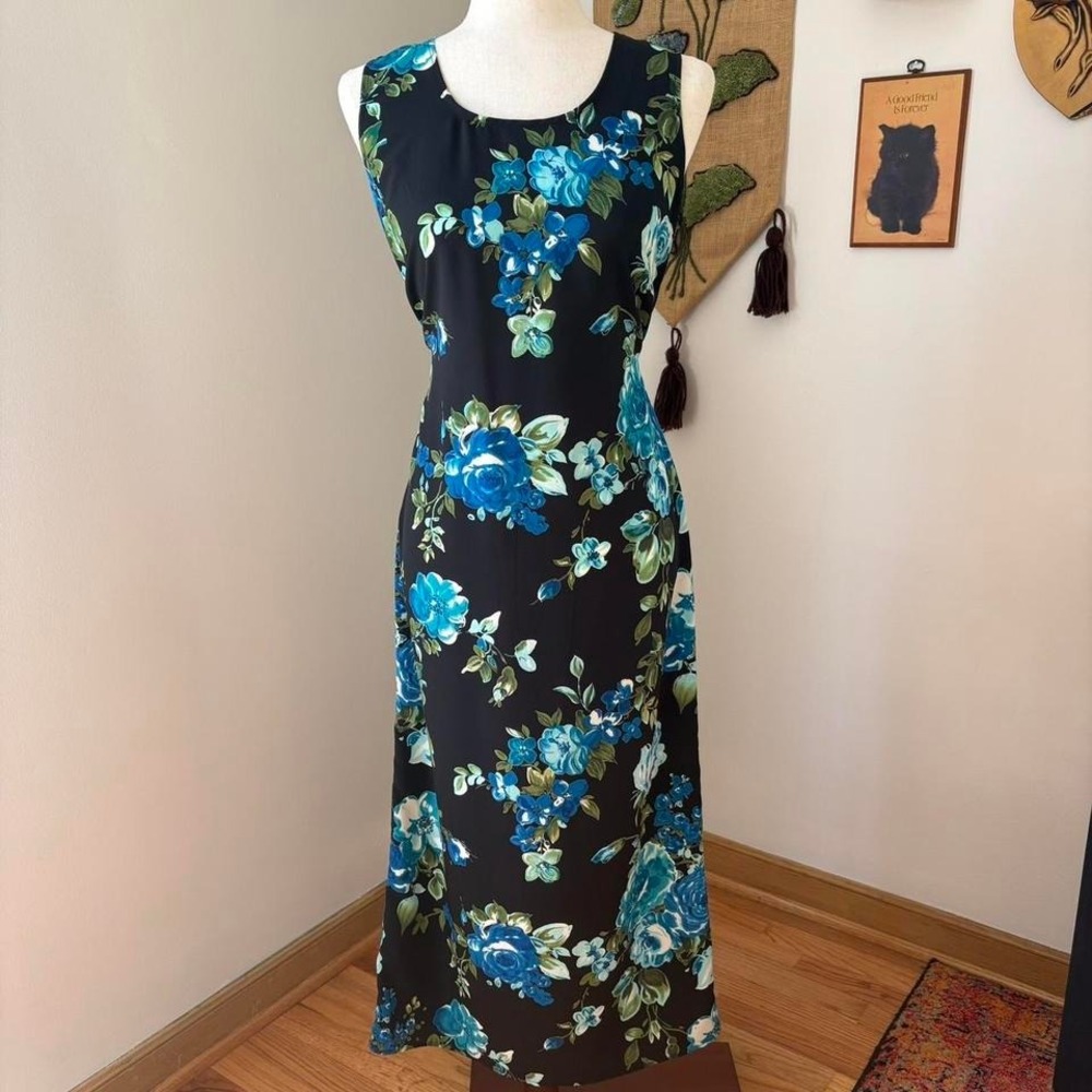 90s Blue Floral Dress